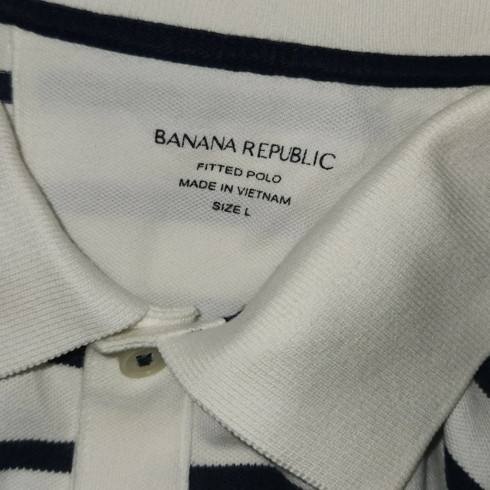 Mens White Polo Banana Republic Fitted‎ Short Sleeve Polo Cotton Large